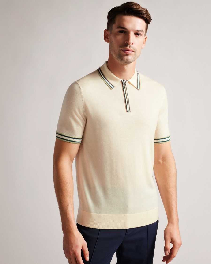 Ted Baker Pierrot Short Sleeve Stripe Trim Polo Shirt White | 1682594-PR