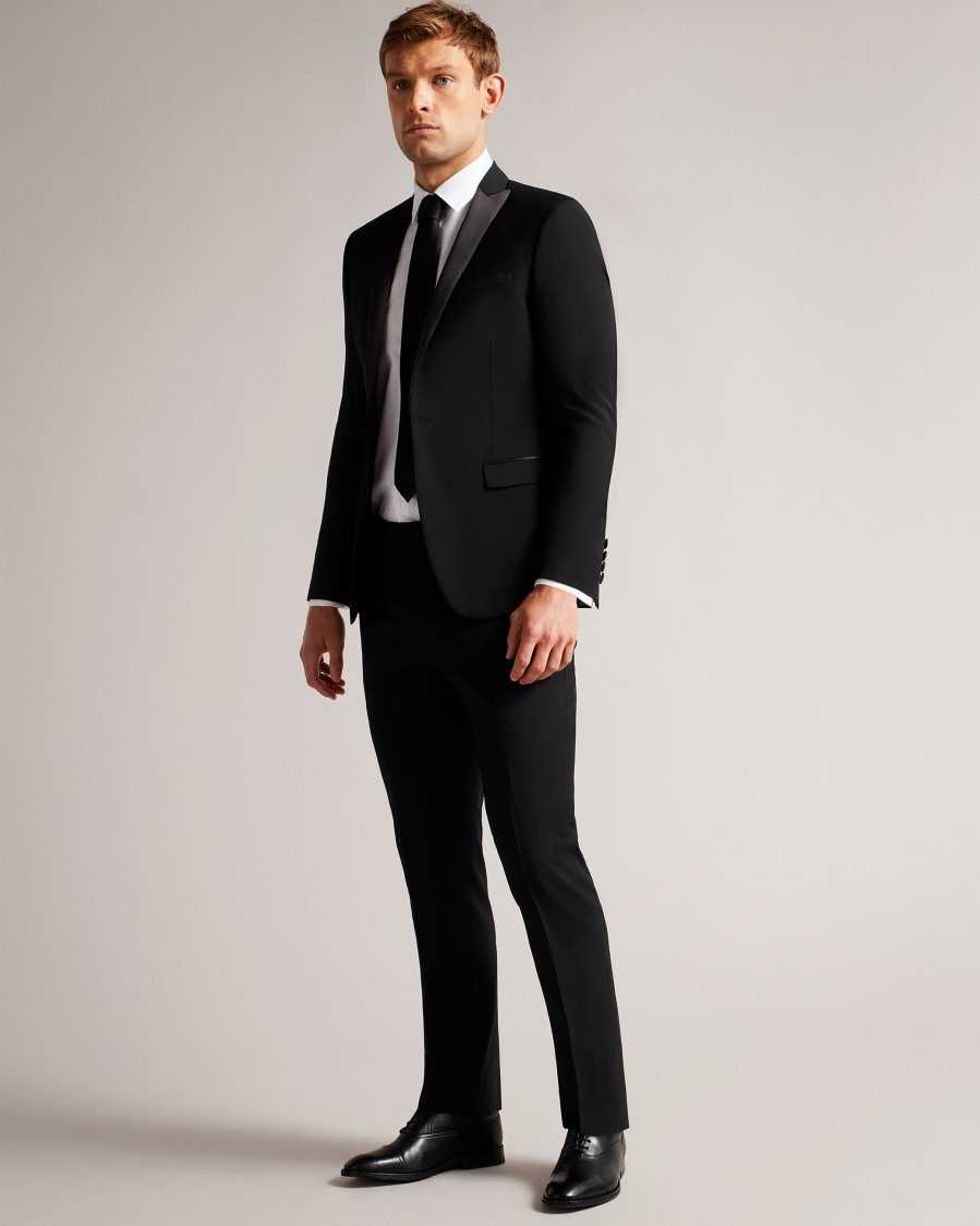 Ted Baker Pinets Slim Fit Tuxedo Suit Trousers Black | 6057814-ES