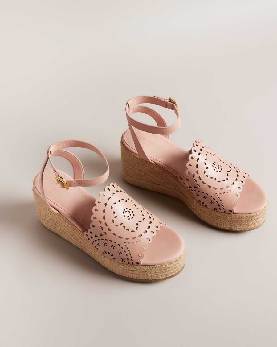 Ted Baker Pinky Laser Cut Wedge Sandals Dusky Pink | 2678391-FO