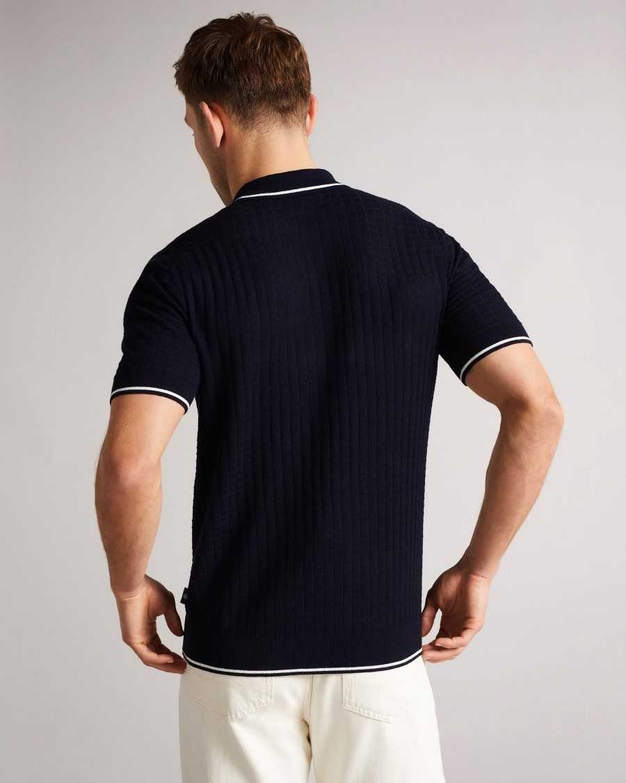 Ted Baker Pitfeld Knitted Stitch Polo Shirt Navy | 3761285-FU