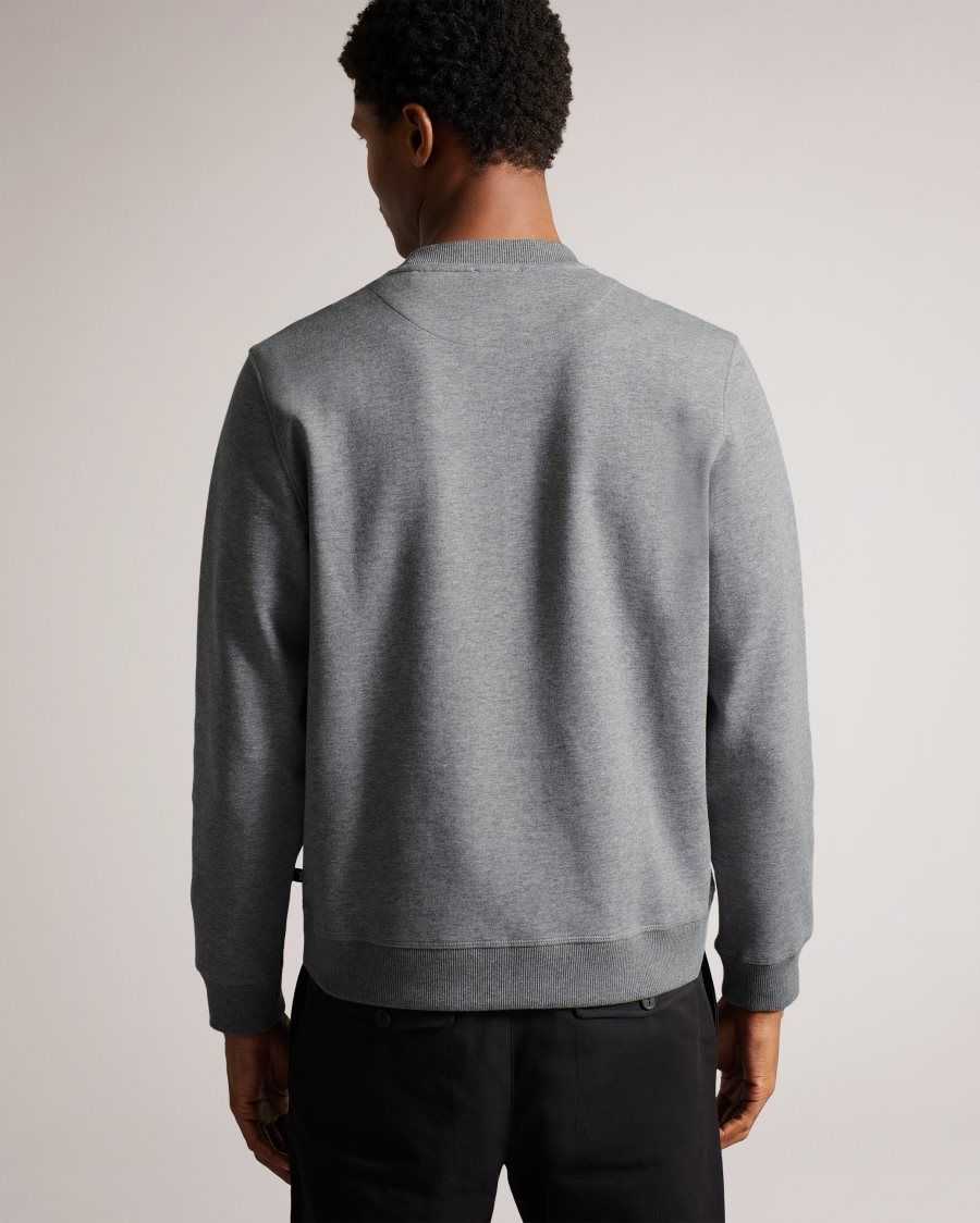 Ted Baker Pitney Regular Fit Embroidered MonogramJumper Grey-Marl | 1239048-CX