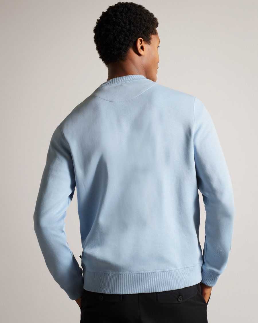 Ted Baker Pitney Regular Fit Embroidered MonogramJumper Pale Blue | 5347210-VA