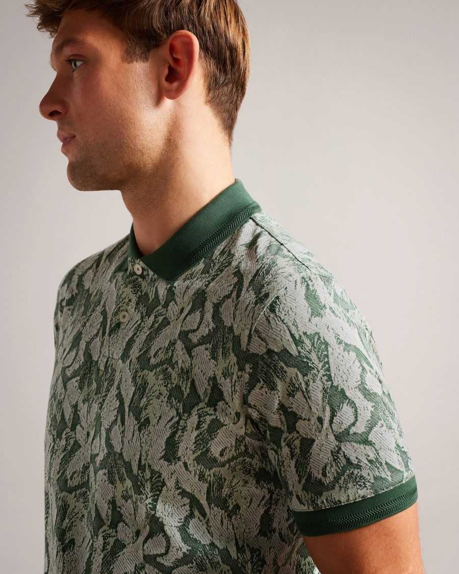 Ted Baker Plasta Short Sleeve Regular Fit Floral Polo Green | 1807346-UO