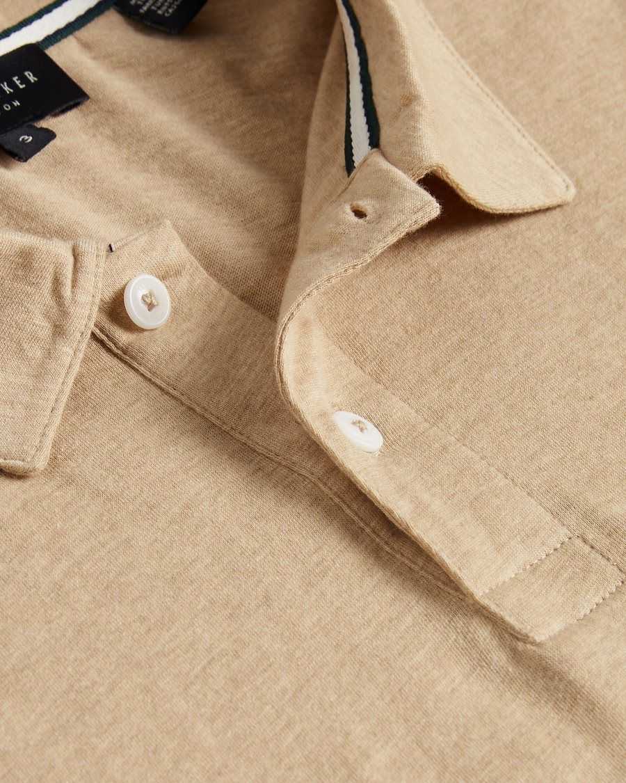 Ted Baker Polsden Short Sleeve Cashmere Blend Polo Shirt Camel | 2457381-CM