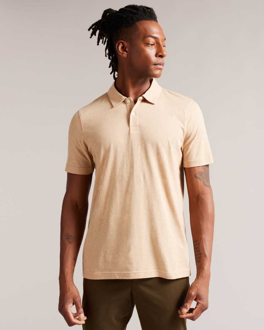 Ted Baker Polsden Short Sleeve Cashmere Blend Polo Shirt Camel | 2457381-CM