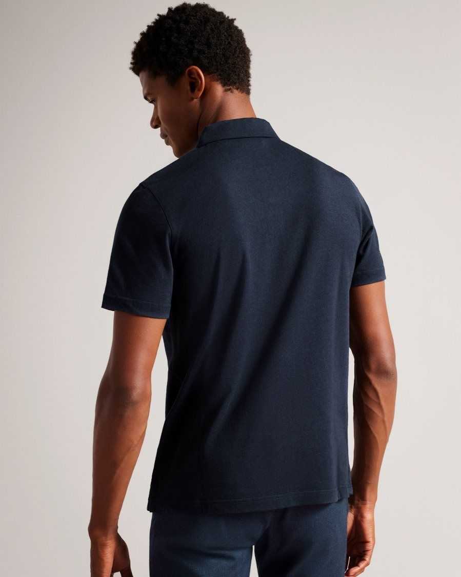 Ted Baker Polsden Short Sleeve Cashmere Blend Polo Shirt Navy-Blue | 8923460-OP