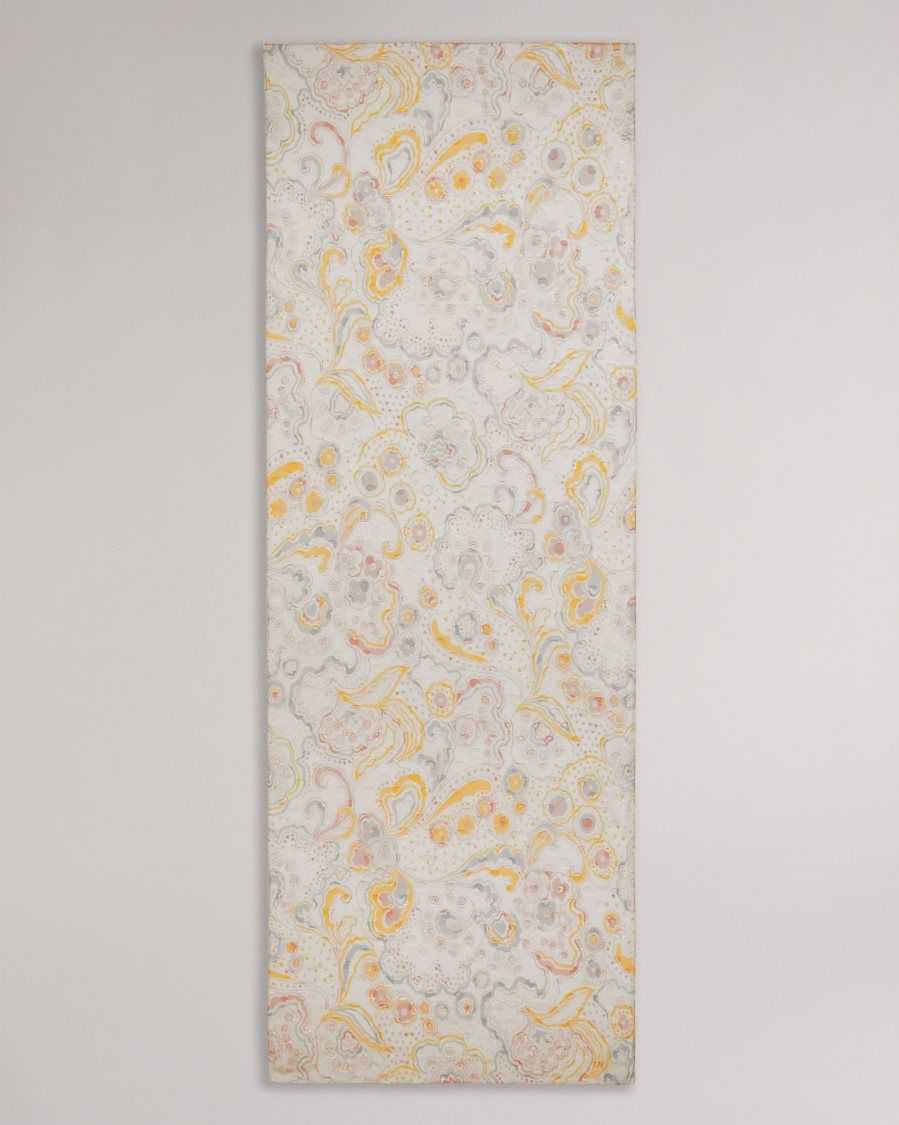 Ted Baker Pondree Paisley Silk Blend Scarf Ivory | 1980675-WJ