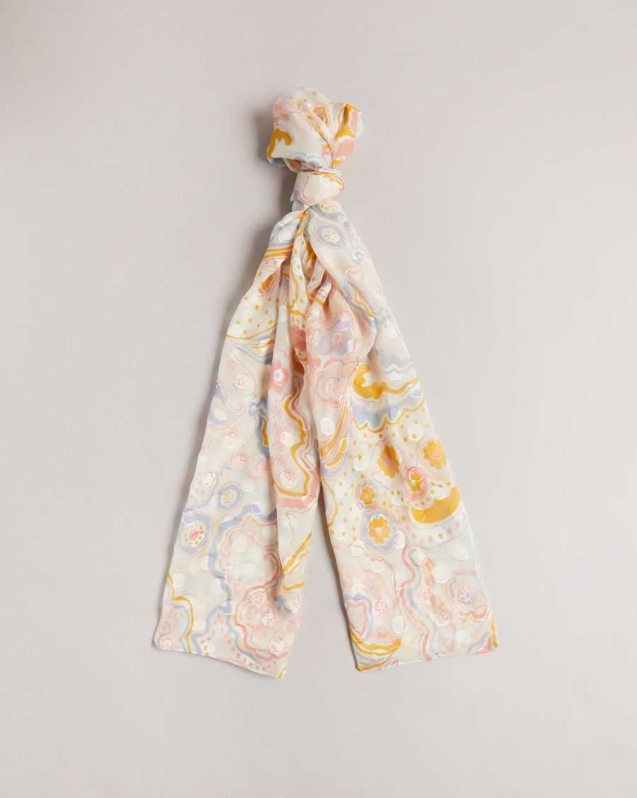 Ted Baker Pondree Paisley Silk Blend Scarf Ivory | 1980675-WJ