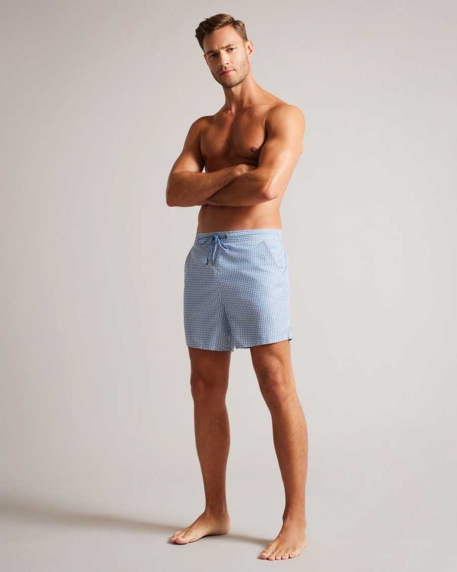 Ted Baker Popov Geometric Swim Shorts Dark Blue | 6704392-JR