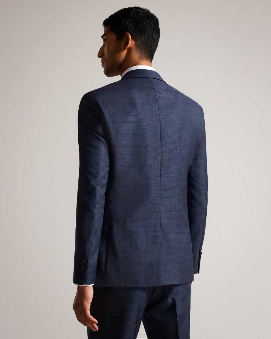 Ted Baker Portejs Wool Blend Check Jacket Blue | 2843167-NT