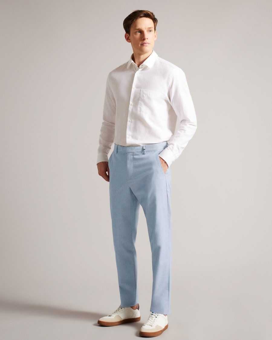 Ted Baker Portmay Slim Fit Dogtooth Trousers Blue | 9514280-FE