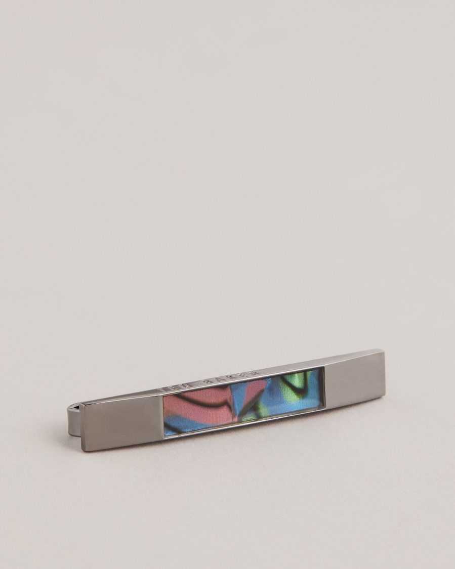 Ted Baker Presbar Marbled Tie Bar Gunmetal Colour | 1609854-XD