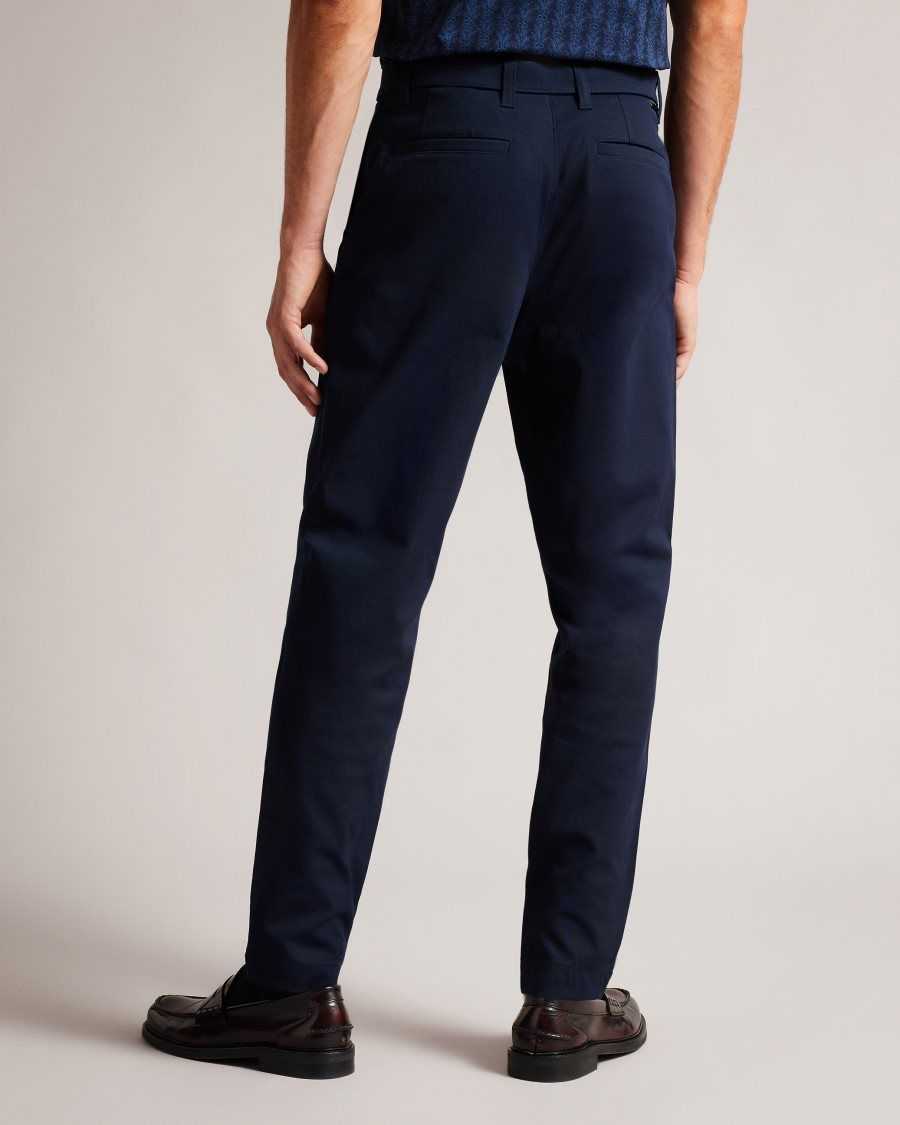 Ted Baker Quarts Belted Straight Leg Trousers Navy | 4819236-GV