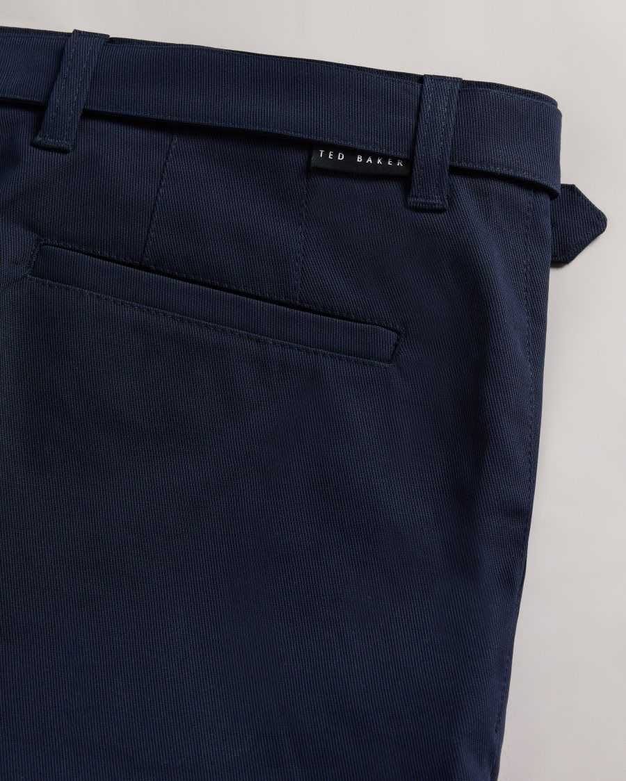 Ted Baker Quarts Belted Straight Leg Trousers Navy | 4819236-GV