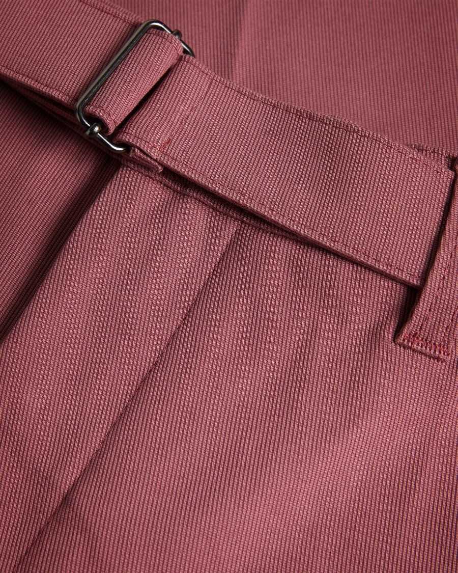 Ted Baker Quarts Belted Straight Leg Trousers Maroon | 8971052-PI