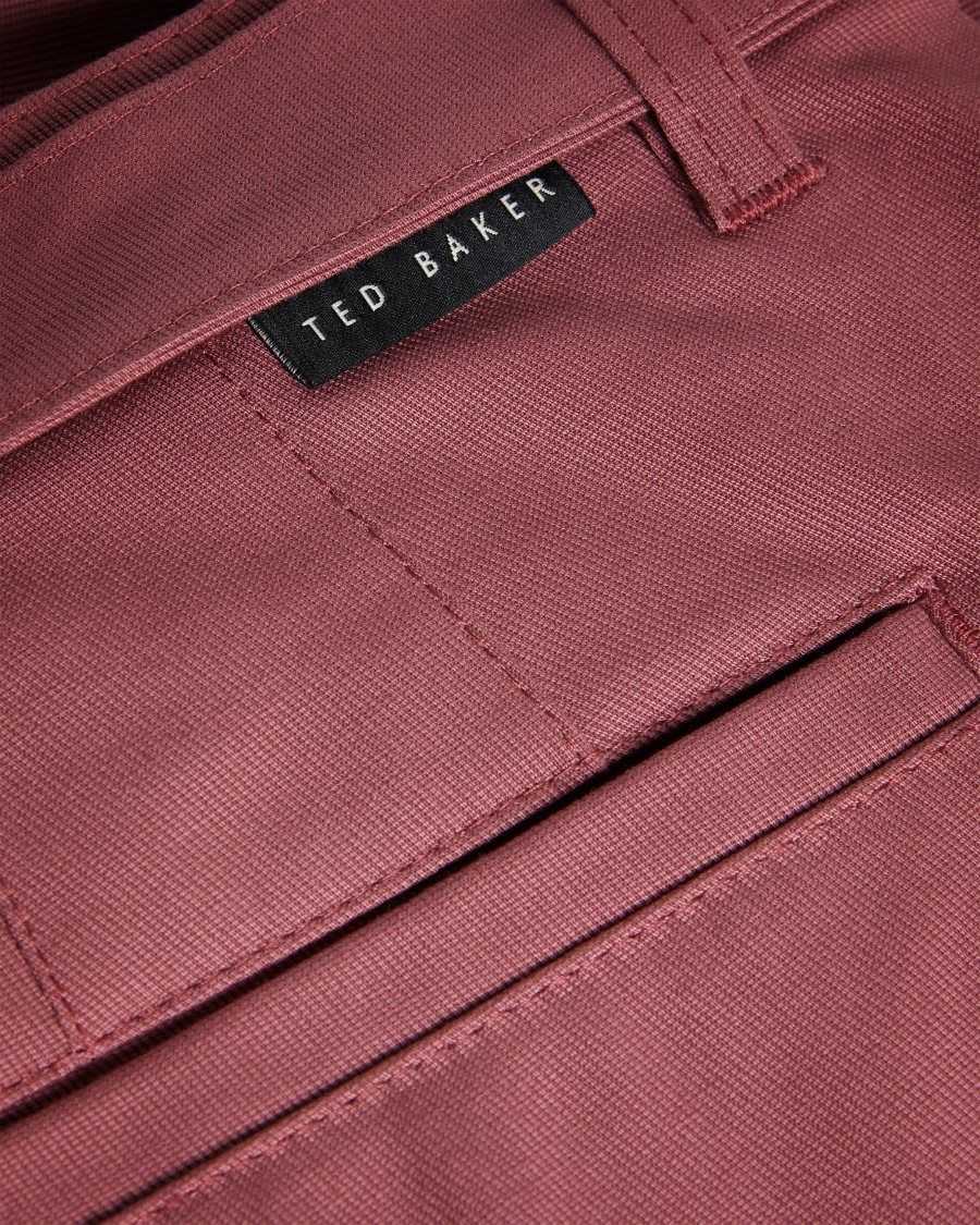 Ted Baker Quarts Belted Straight Leg Trousers Maroon | 8971052-PI