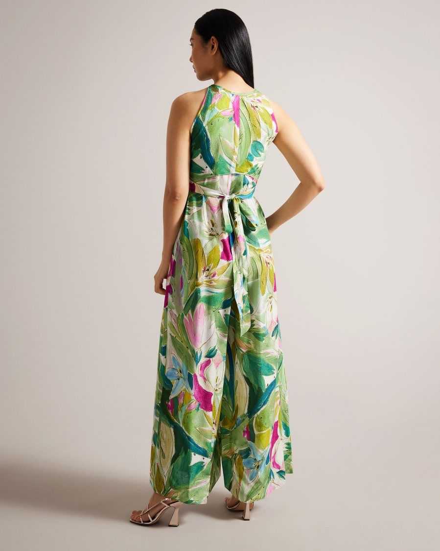 Ted Baker Rachily Halterneck Jumpsuit With Wrap Bodice Detail Green | 7826349-IJ