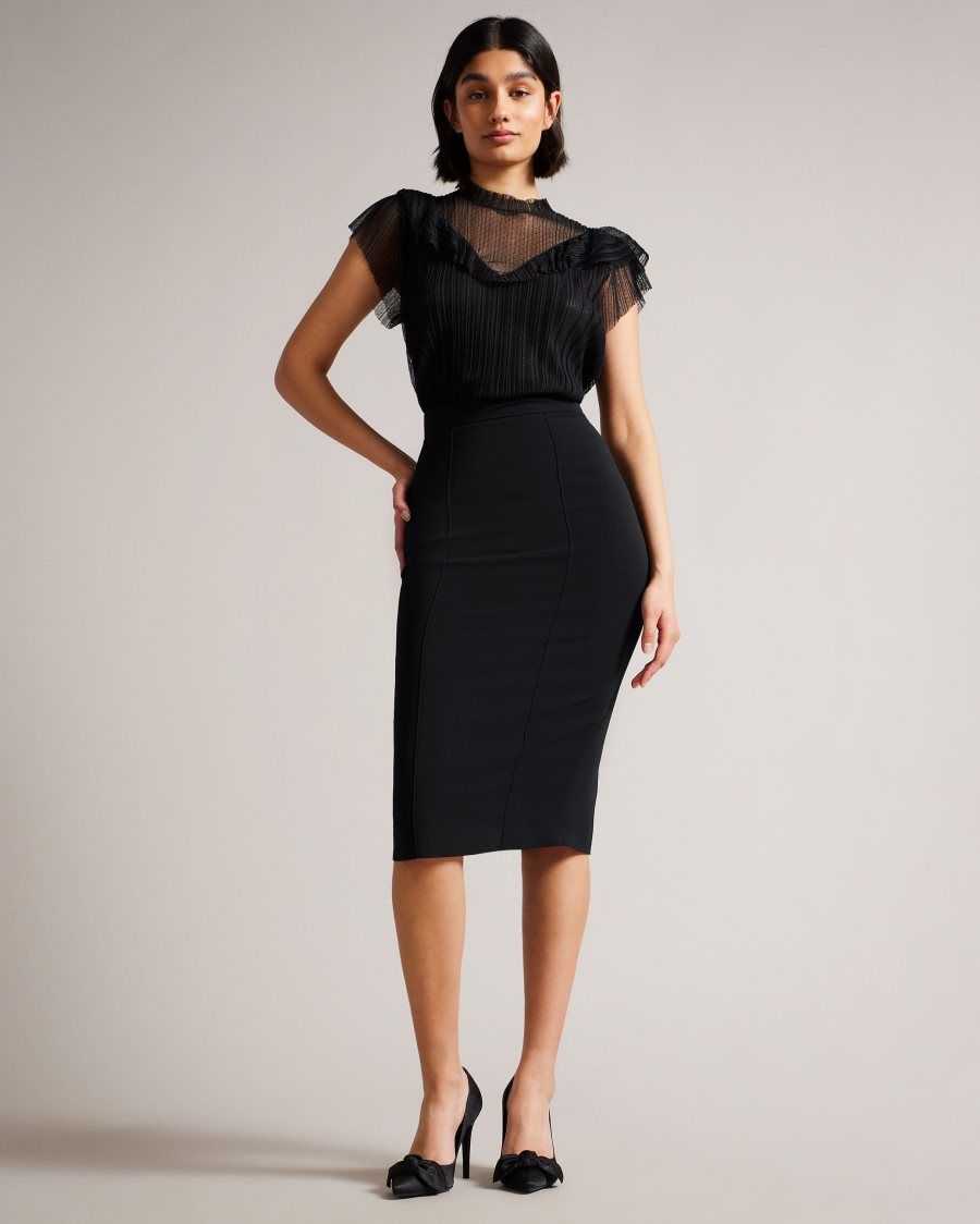 Ted Baker Raees Pintuck Detail Pencil Skirt Black | 5324917-NT