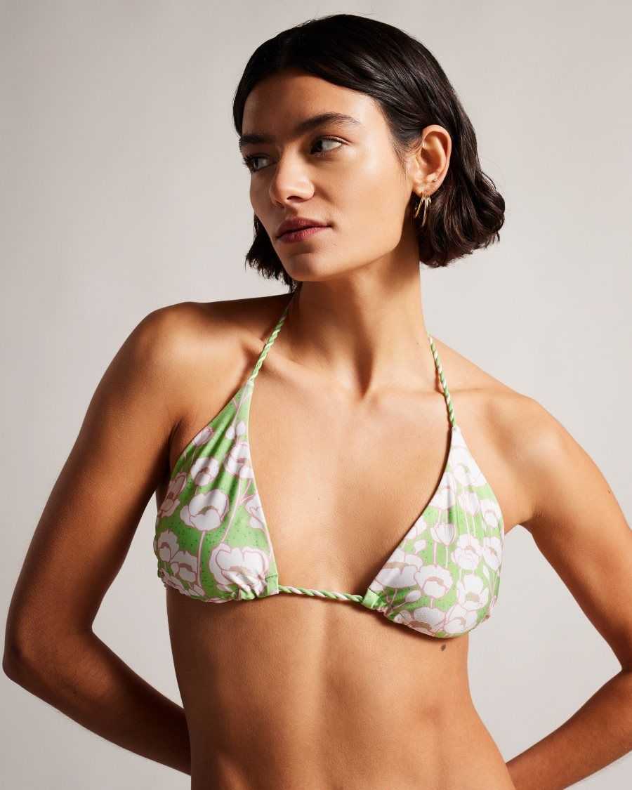 Ted Baker Raela Reversible Poppy Print Bikini Top Green | 3502796-PO
