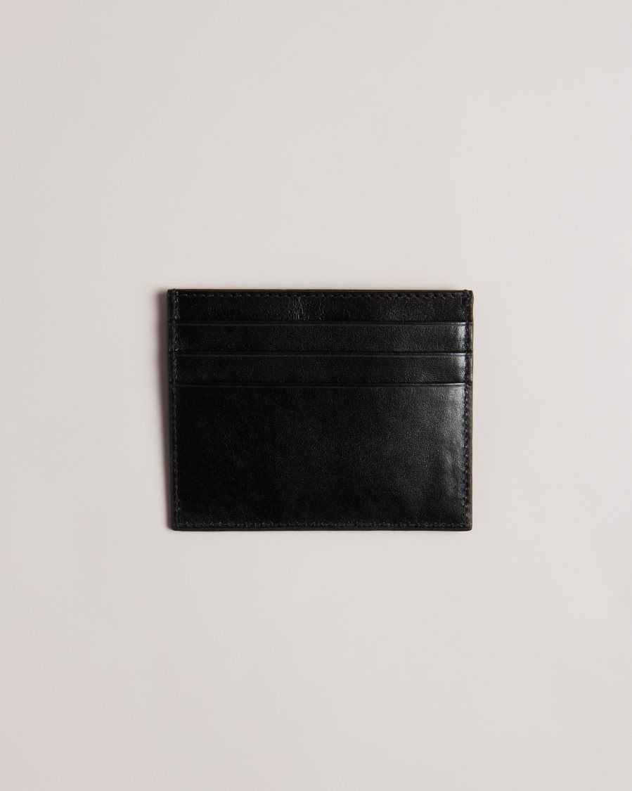 Ted Baker Raffle Embossed Corner Leather Card Holder Black | 1628395-TC