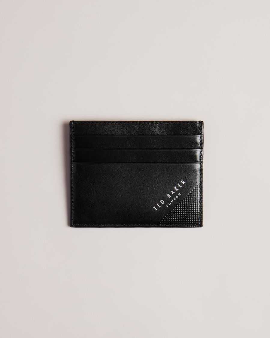 Ted Baker Raffle Embossed Corner Leather Card Holder Black | 1628395-TC