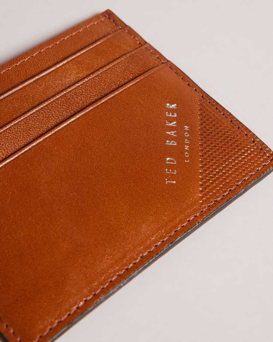 Ted Baker Raffle Embossed Corner Leather Card Holder Tan | 8365149-EJ