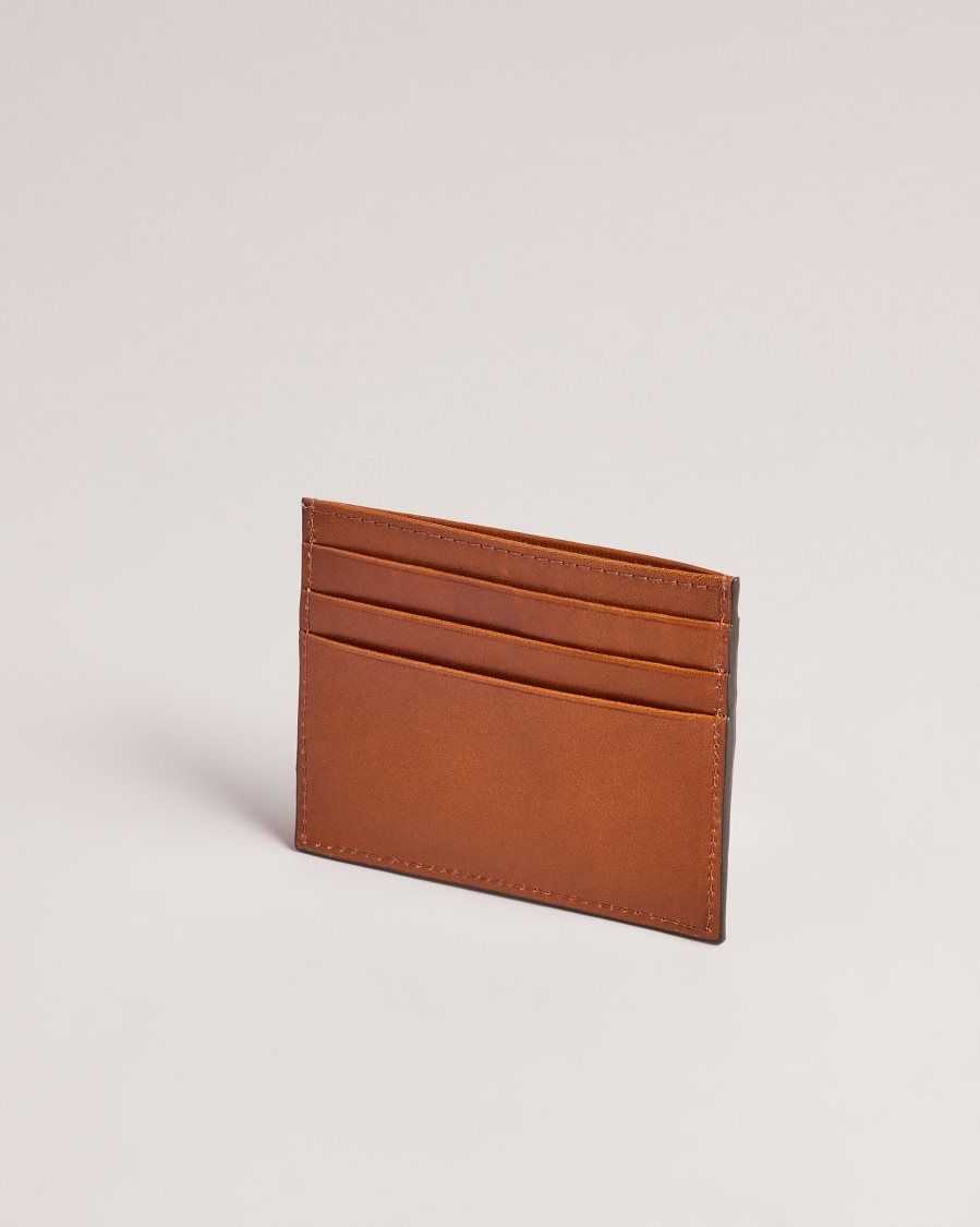 Ted Baker Raffle Embossed Corner Leather Card Holder Tan | 8365149-EJ