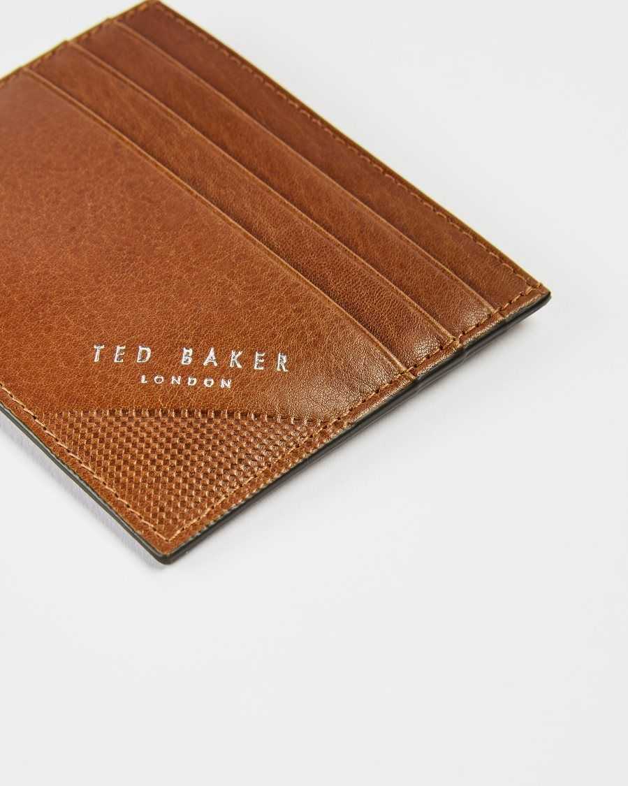 Ted Baker Raffle Embossed Corner Leather Card Holder Tan | 8365149-EJ