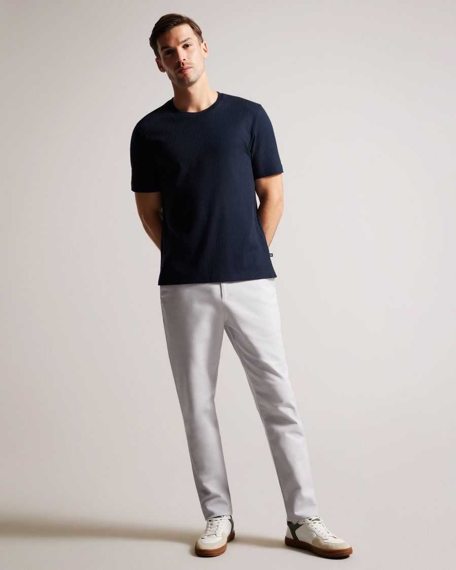 Ted Baker Rakes Textured Regular Fit T-Shirt Navy | 3798620-TD