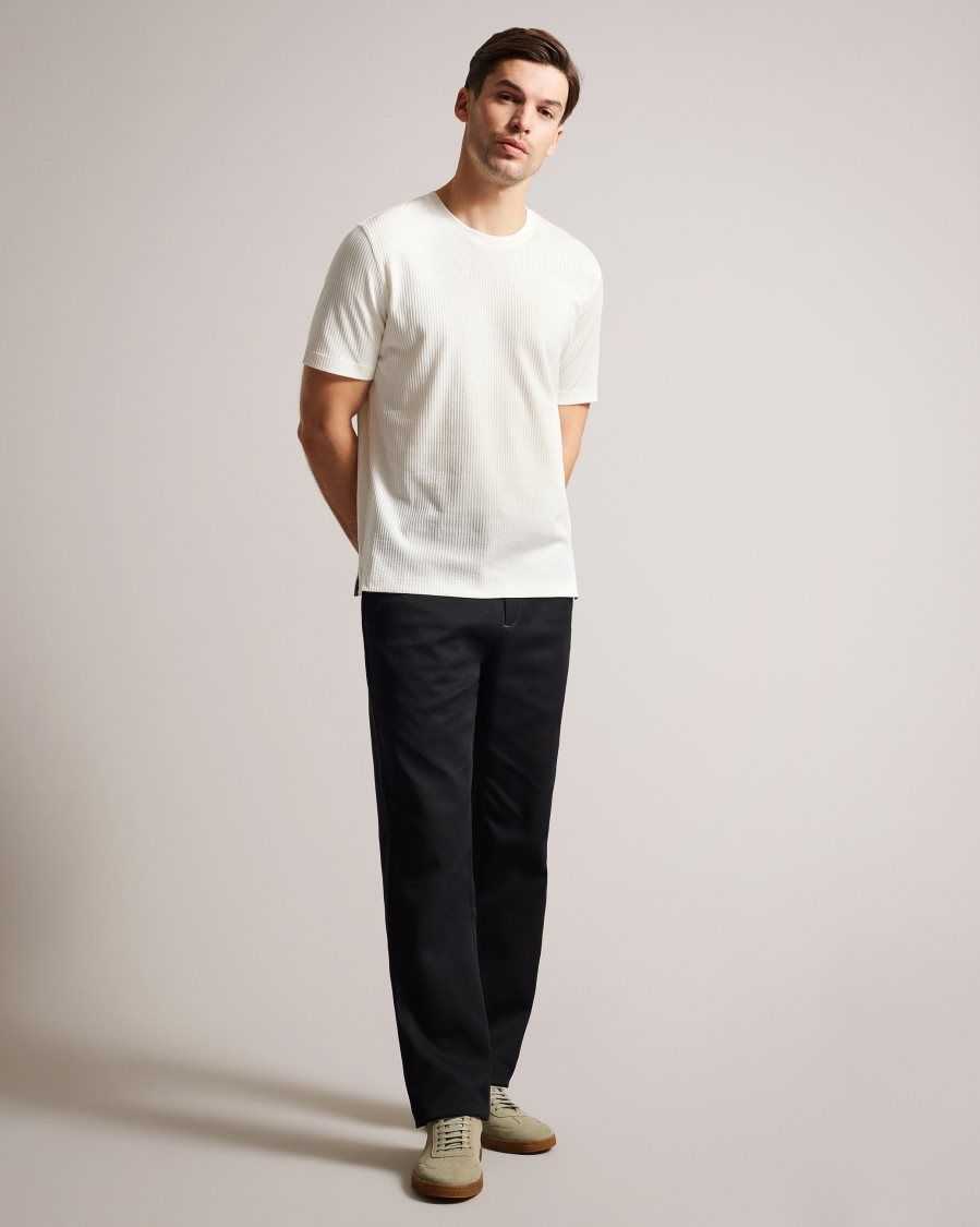 Ted Baker Rakes Textured Regular Fit T-Shirt White | 7356049-GQ