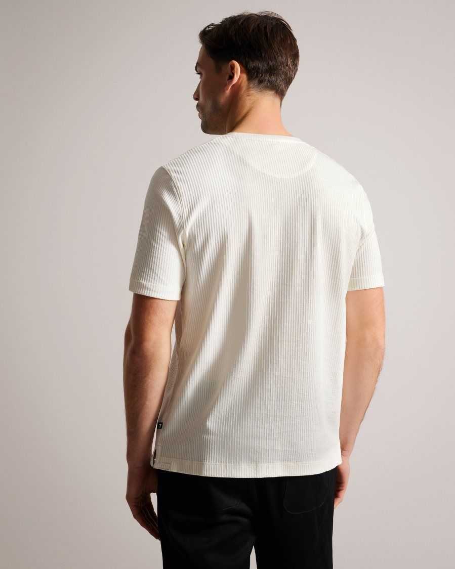 Ted Baker Rakes Textured Regular Fit T-Shirt White | 7356049-GQ