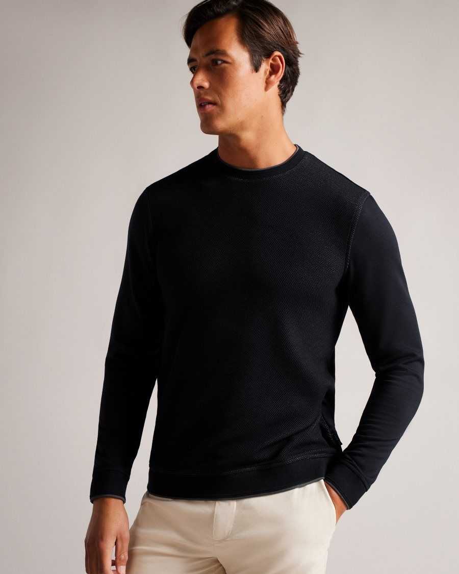 Ted Baker Raket Textured Front Jumper Navy | 1269083-YK