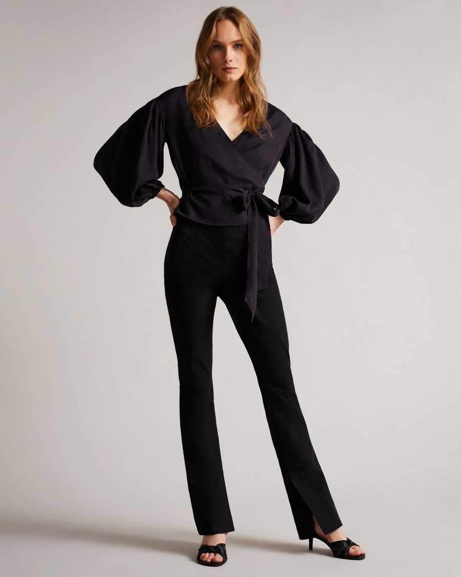 Ted Baker Ralda Wrap Top With Blouson Full Sleeve Navy | 3809246-DZ