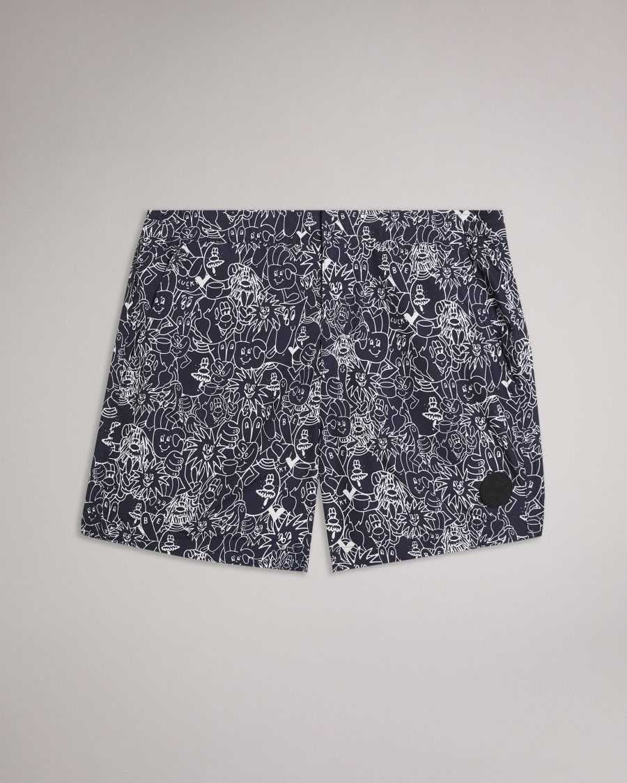 Ted Baker Ramsgat Character Graphic Swim Shorts Dark Navy | 5236987-KH