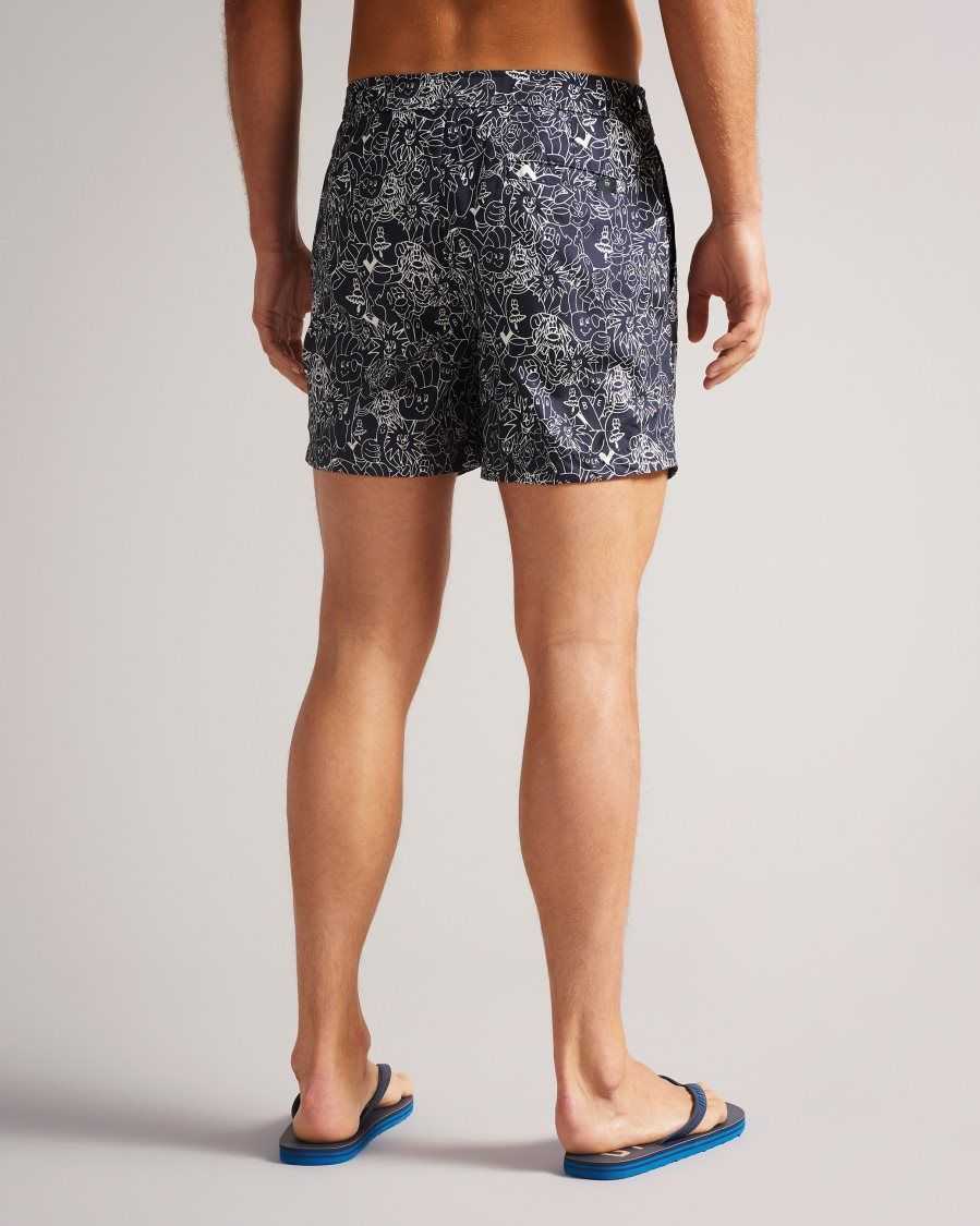 Ted Baker Ramsgat Character Graphic Swim Shorts Dark Navy | 5236987-KH