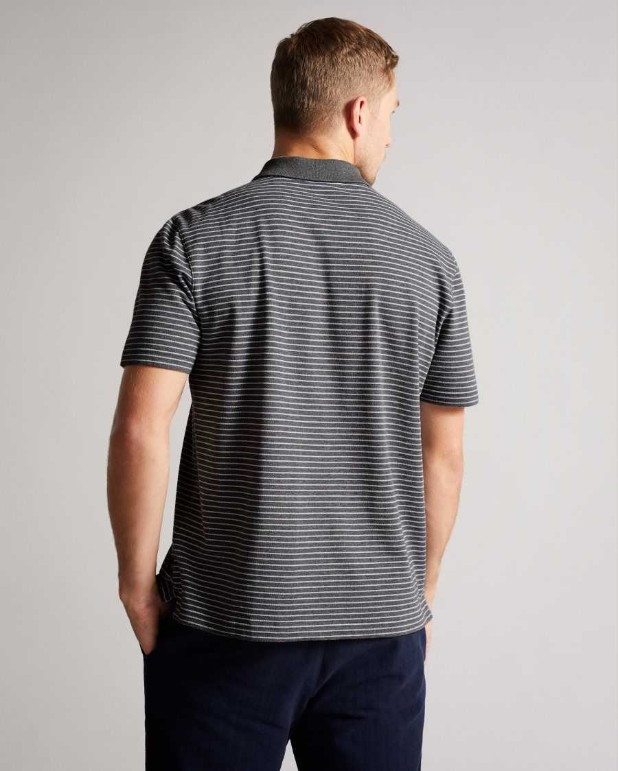 Ted Baker Ravens Striped Pique Polo Grey-Marl | 4807315-JW