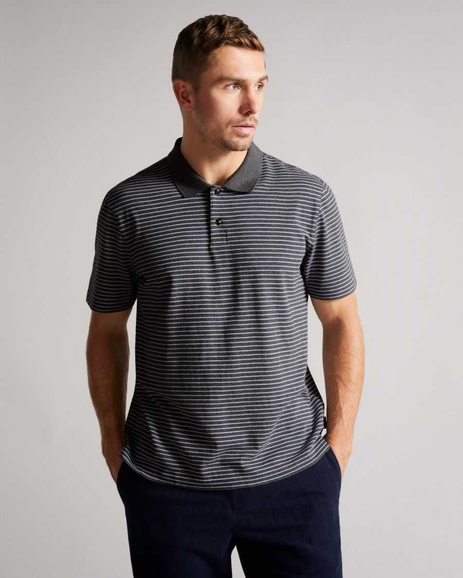 Ted Baker Ravens Striped Pique Polo Grey-Marl | 4807315-JW