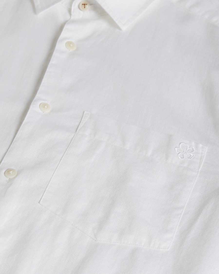 Ted Baker Remark Long Sleeve Linen Shirt White | 8650792-CV