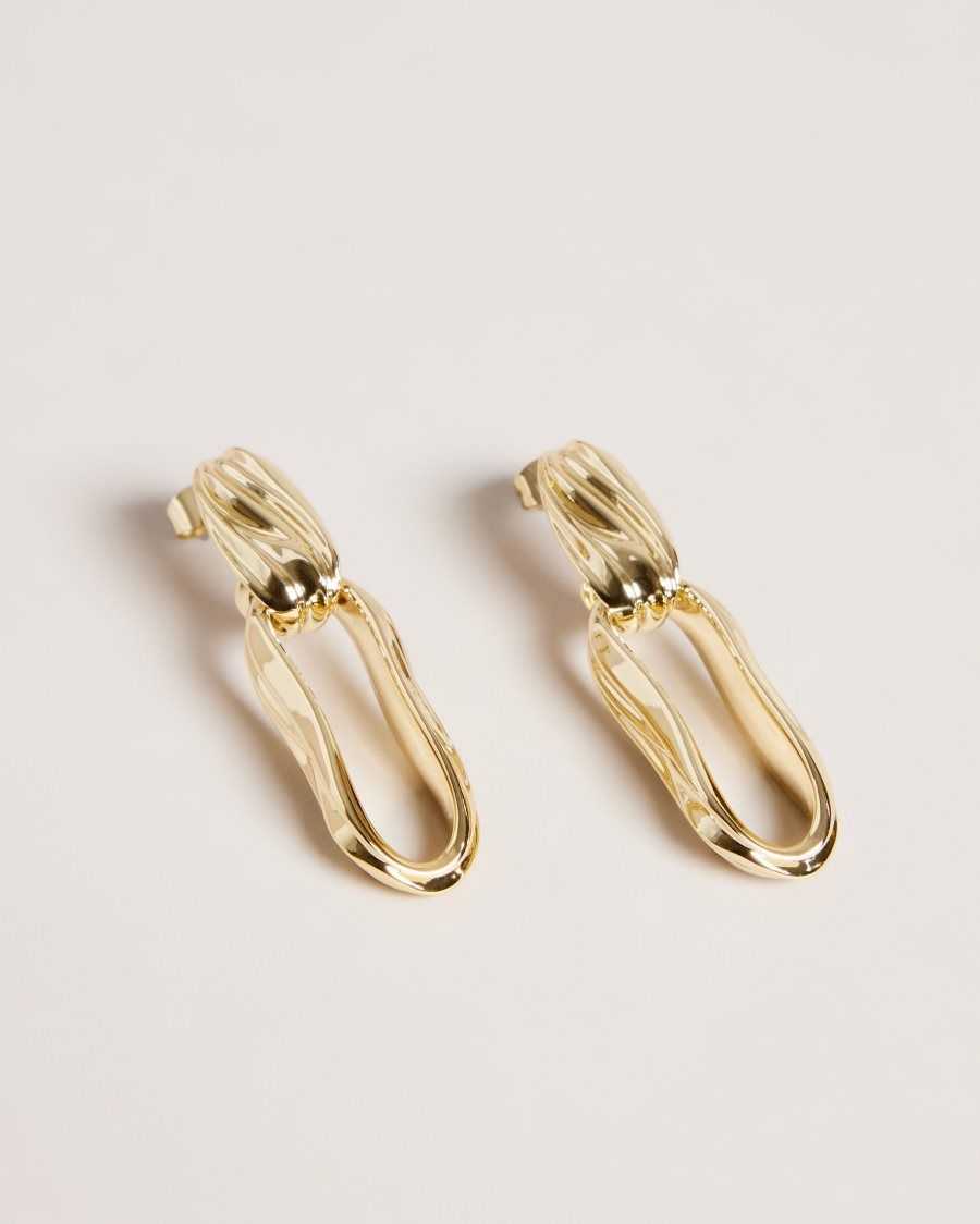 Ted Baker Rendali Ripple Chain?Drop Earrings Gold Colour | 8137405-EF