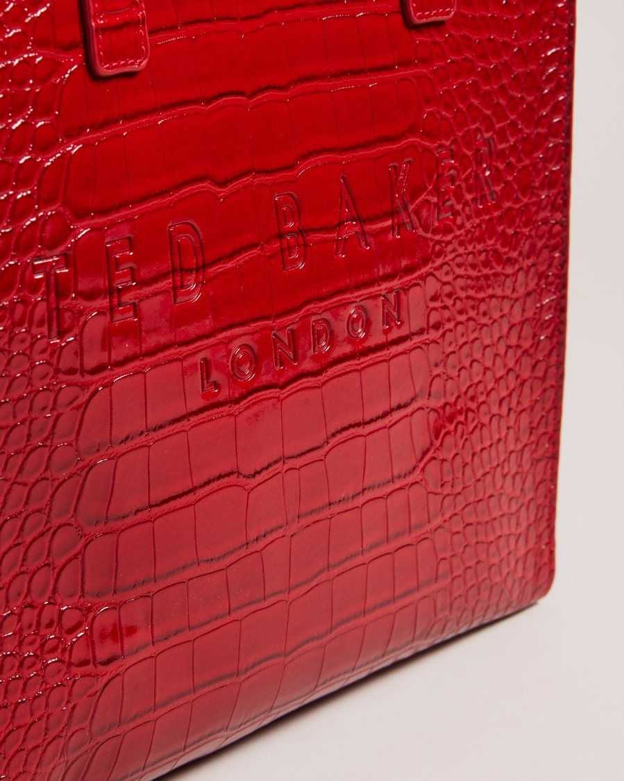 Ted Baker Reptcon Croc Detail Small Icon Bag Red | 9586231-RS