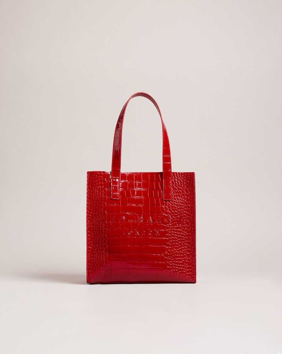 Ted Baker Reptcon Croc Detail Small Icon Bag Red | 9586231-RS