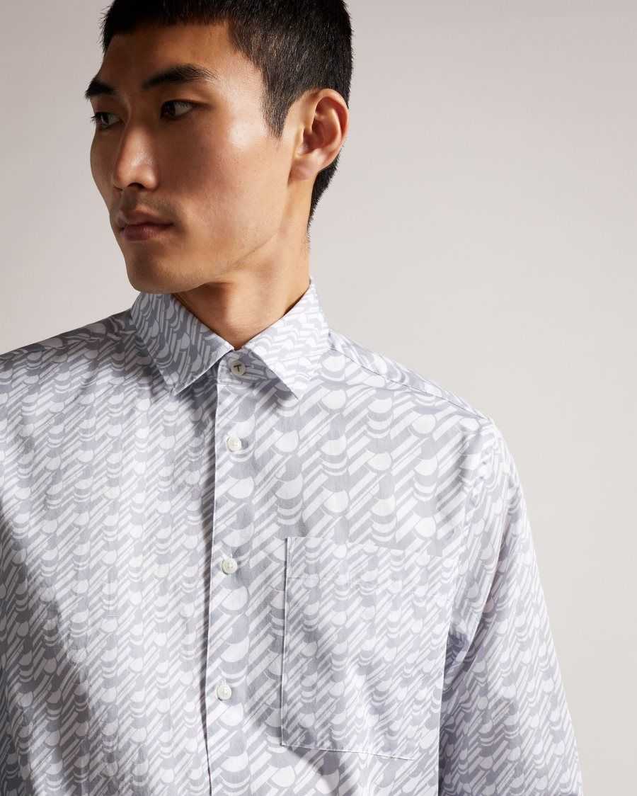 Ted Baker Retrow LS Multi Scale Geo Print Shirt Grey | 5327491-KQ