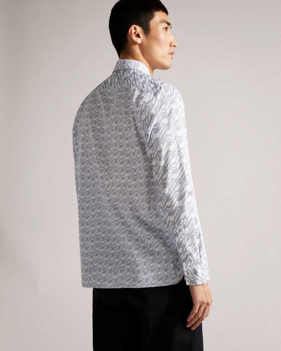 Ted Baker Retrow LS Multi Scale Geo Print Shirt Grey | 5327491-KQ