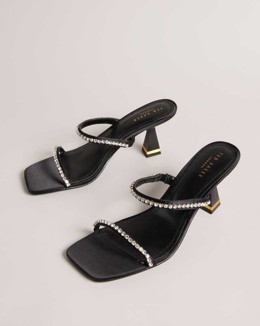 Ted Baker Rinita Diamante Satin Kitten Heel Sandals Black | 5920346-NI