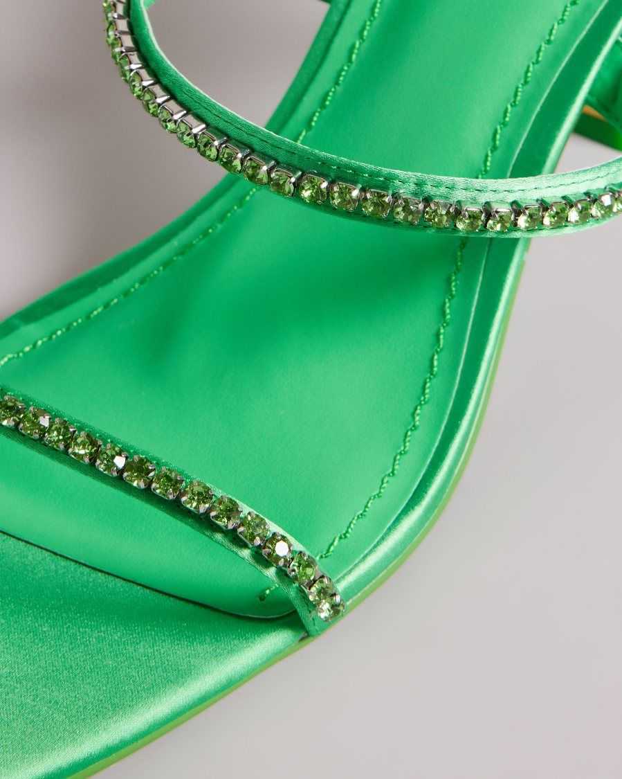 Ted Baker Rinita Diamante Satin Kitten Heel Sandals Green | 6102593-MD