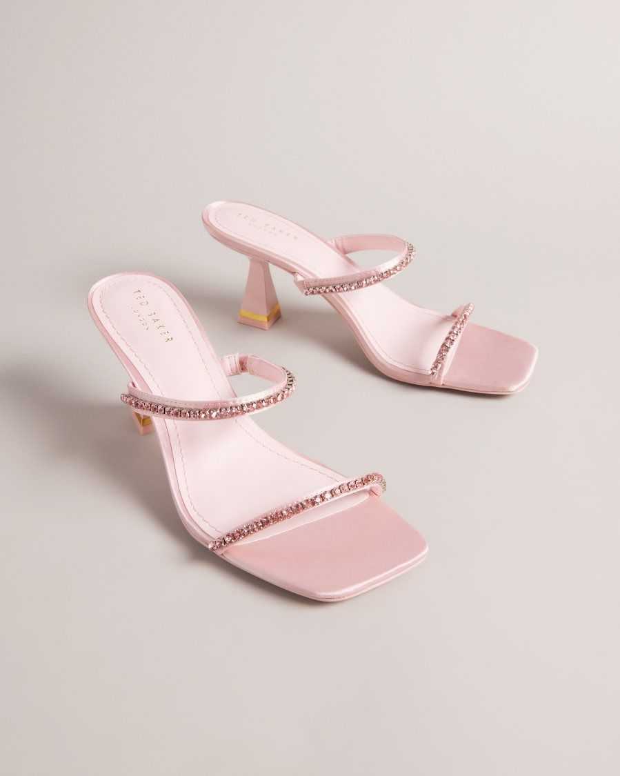 Ted Baker Rinita Diamante Satin Kitten Heel Sandals Pale Pink | 8961342-XI