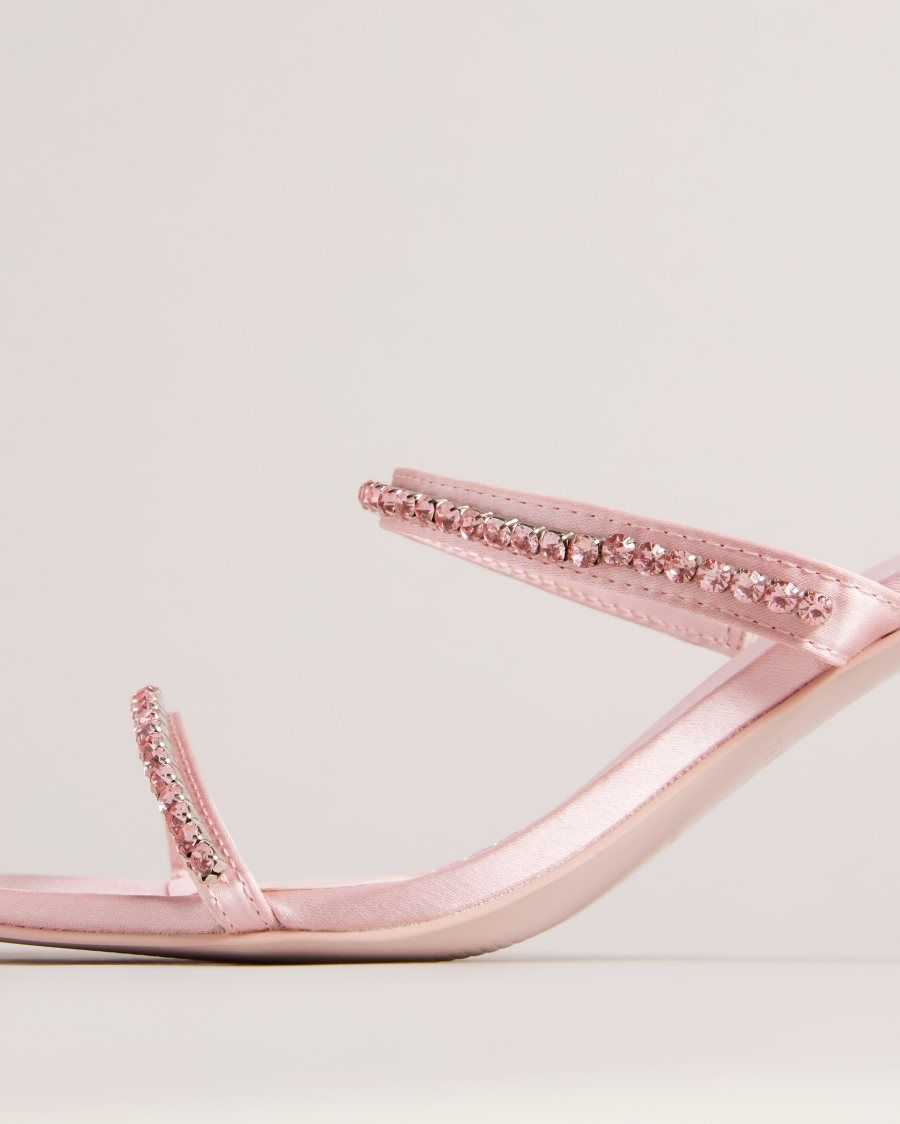 Ted Baker Rinita Diamante Satin Kitten Heel Sandals Pale Pink | 8961342-XI