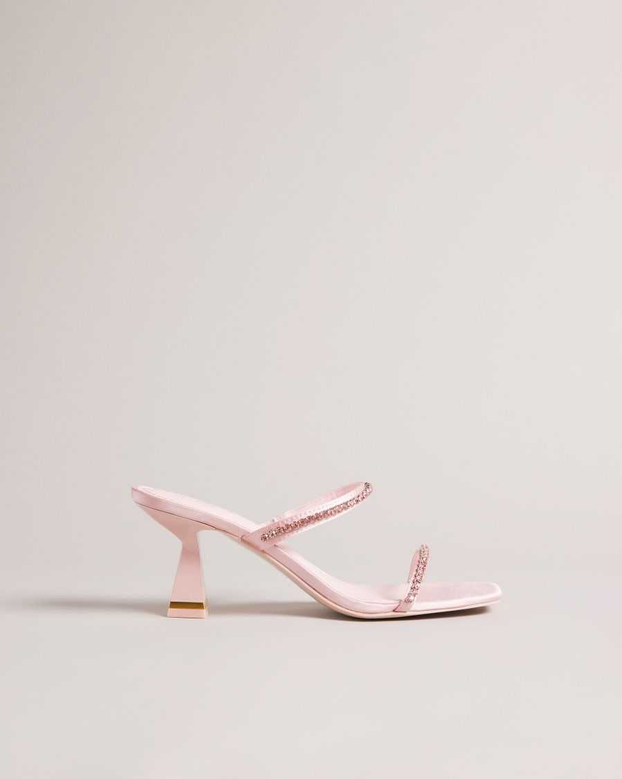 Ted Baker Rinita Diamante Satin Kitten Heel Sandals Pale Pink | 8961342-XI