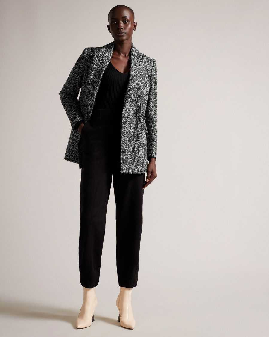 Ted Baker Robinet Oversized Marled Blazer Coat Black | 2193784-ZH