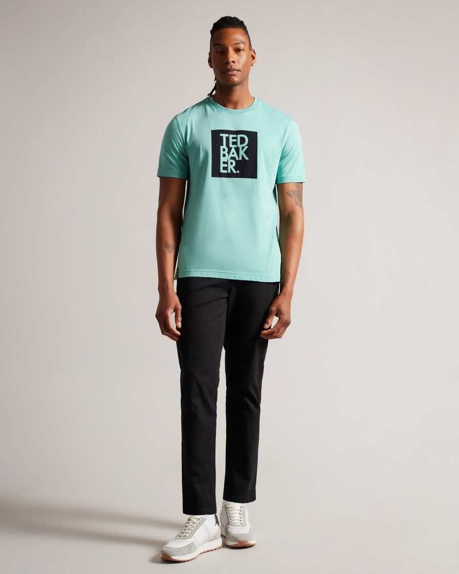 Ted Baker Rofata Short Sleeve Square Logo Graphic T-Shirt Mint | 2640918-XR